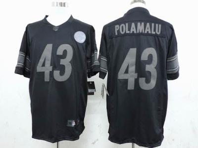 China nike nfl Pittsburgh Steelers 43 Polamalu black drenched jersey for sale