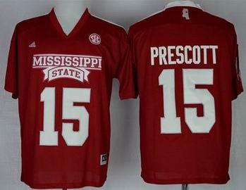 China Mississippi State Bulldogs Dak Prescott 15 College Football Techfit Jerseys for sale