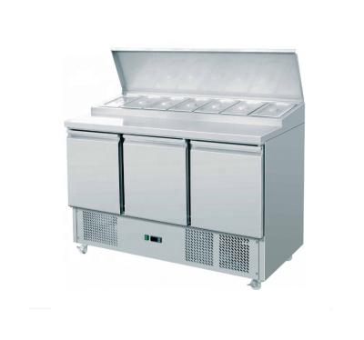 China Single-Temperature 3 Door Salad Counter Display Fridge Static Cooling Salad Counter Counter with CE for sale