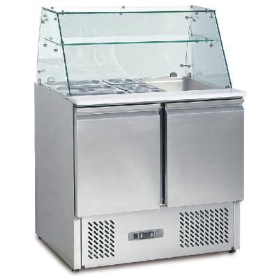 China Catering Refrigerated Buffet Display Single-temperature Stainless Steel Fridge Cold Salad Counter Refrigerator For Sale for sale