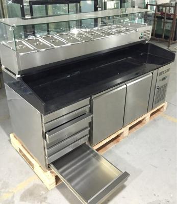 China Single-temperature stainless steel 2 door 7 drawers commercial pizza counter counter for sale for sale