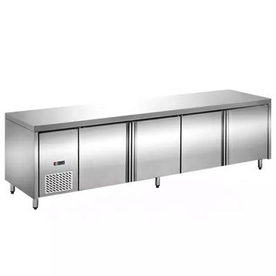 China Single-temperature Four Doors Workbench Refrigerator/304 Stainless Steel Top Kitchen Equipment for sale