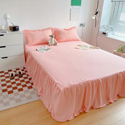 China Home Premium Brushed Polyester Modern Home Set Luxury Lace Bed Bedding Skirt Cover 4 Piece Bedding Set for sale