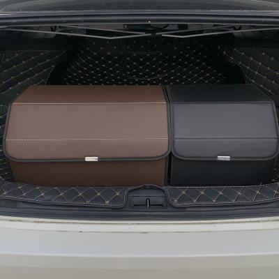 China Convenient Universal Car Storage Box Waterproof Washable Leather Car Trank Storage Box Organizer for sale