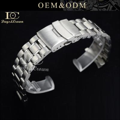 China Silver Curved Stainless Steel Tee Jeean Crown Man Stainless Steel End Wrist Watch Band Strap For Watch for sale