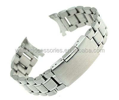 China Eco-friendly 22mm Stainless Steel Bracelet Watch Band Strap Curved End Solid Links Color Silver for sale