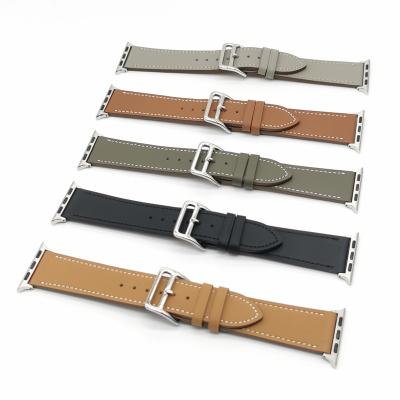 China Watch Band Replacement Compatible With Apple Watch SE Series 7/6 Vintage Replacement Genuine Leather Strap For Apple Watch Band for sale