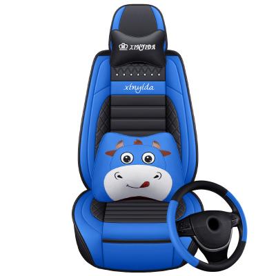 China The Universal Car Seat Cover Costom Selling Logo PU Leather Breathable Warm Luxury Design Full Set New Full Set With Headrest for sale