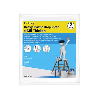 China Protect Your Floor and Furniture While Painting Amazon 4 Mil European Popular Plastic Drop Cloth PE Cover Film for sale