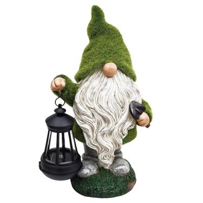 China Europe 2021 The Latest Christmas Decoration Lights White Beard Green Hat Elf Home Decoration Luxury Resin Crafts for sale