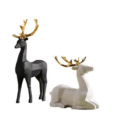 China 2021 New China Product Ideas Fashion Resin Fashion Decor Animals Deer Office Home Decor Living Room Deco Luxury Resin Crafts for sale