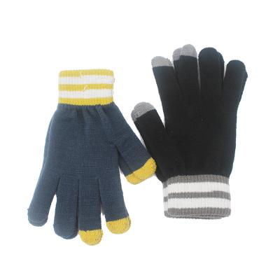 China Custom Jacquard Stretch Striped Touch Screen Gloves Magic Women Men Sizes Smart Gloves Thermal Gloves for sale