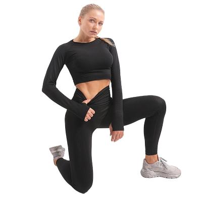 China 5 Piece Yoga Set High Waist Stretch Running Women's Gym Leggings Seamless Fitness Ladies Wholesale QUICK DRY for sale