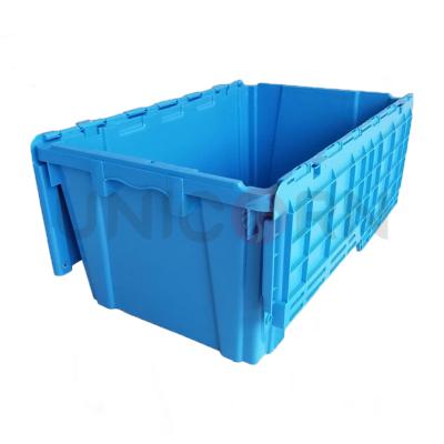 China Eco-Friendly Durable Tote Box Warehouse Containers Moving Turnover Box With Lid Plastic Stack Able Storage Box for sale