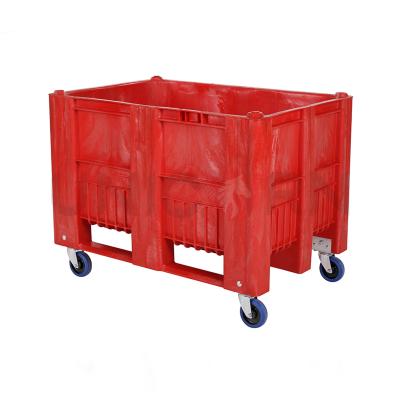 China Logistics transport warehouse 430 liters HDPE plastic storage container suitable for cold storage plastic pallet box with wheels for sale