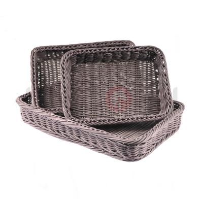 China Large Rattan Viable Basket Set Round Fresh Fruit Vegetables Show Supermarket Promotion Shelf Store Storage Appearance Rack System for sale