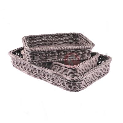 China Sustainable Rattan Crate Supermarket Wicker Fruit Display Basket Stacking And Nesting Basket for sale