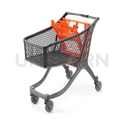 China 100L Convenience Large Shopping Trolley Mobile Four Wheels Plastic Supermarket Trolley Supermarket Equipment Trolley for sale