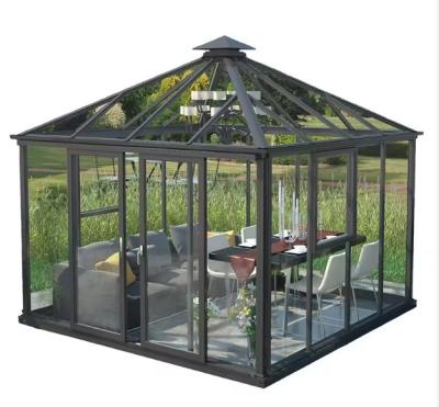 China Waterproof Outdoor Solarium Octagon Greenhouse with Insulated Glass and Customized Size for sale