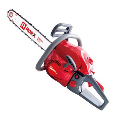 China 2-Stroke RORX gardening tools manufacturer gasoline chainsaw machine firewood cutting tool 52cc Petrol Chain saw for sale