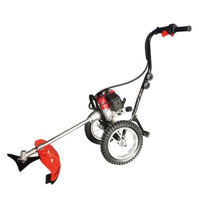 China Thailand Grass Brush Cutter 51.7cc Gasoline grass trimmer Hand push grass cutter two Wheel brush cutter 52cc machine MT01 for sale