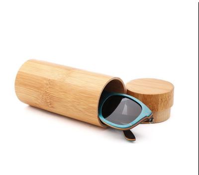 China Convenient Manufacturers Wholesale Bamboo Wooden Glasses Boxes Retro Cylindrical Glass Storage Box Sunglasses Cases Package for sale