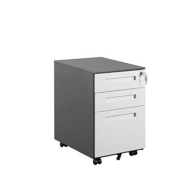 China Storage 3 Drawer Filing Cabinet White Steel Wheels Under Office Filing Furniture Metal Locker Cabinet for sale