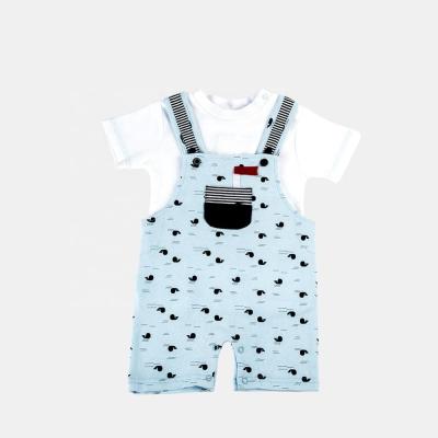 China Wholesale Formal Style Breathable Newborn Baby Wear Infant Boys Clothing Sets Overalls+Romper Shorts Sleeves Summer Baby Boy Clothes Sets for sale