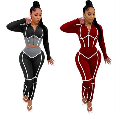 China Baoya Two Piece Set 2021 New Turtle Neck Long Sleeve Breathable Fashionable Crop Top Women 2020 Autumn Clothes for sale