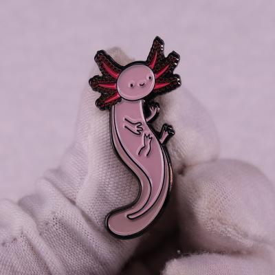 China Metal Kawaii Axolotl Enamel Pin Hexagon Fish Brooch for sale