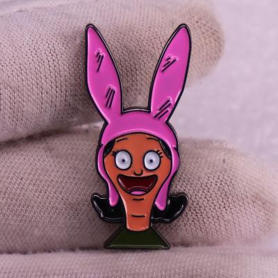 China Metal Rabbit Ear Hat Girl Enamel Pin for sale