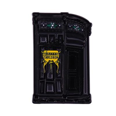 China Detailed Front Pin House Popular Wizarding Pub Metal Permeable Cauldron Shop Badge of Entrance in Diagon Alley, London. for sale