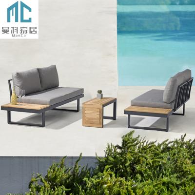 China Outdoor Garden Sunscreen Modern Waterproof Teak Patio Polyester Sofa Set for sale