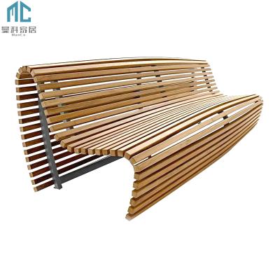 China New Simple Design Aluminum Alloy Metal Bench Seat Garden Park Terrace Wooden Backrest Modern Modern Outdoor Furniture Long Chair for sale