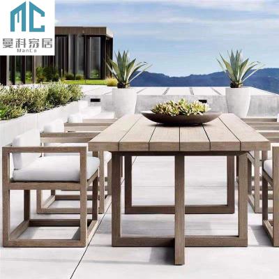 China Modern Outdoor Solid Wood Luxury Modern Dining Table Chair Set Combination Teak Table And Chair Yard Garden Dining Table for sale