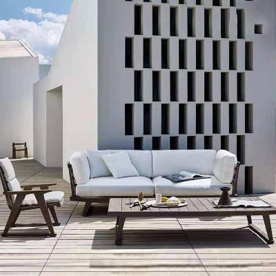 China Modern Nordic simple high-grade outdoor balcony hotel outdoor teak rope sofa set for sale