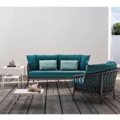 China Modern Hot Sale Rattan Rope Woven Garden Sofa For Garden Furniture Outdoor Used for sale