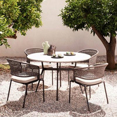 China New Modern Nordic Design Style Outdoor Leisure Cane Chair Table Combination Garden Villa Balcony Table And Chair Combination for sale