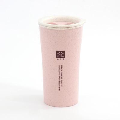 China WITH LID BPA Free Logo Travel Wheat Straw Coffee Reusable Custom Mug Eco Friendly 450ml for sale