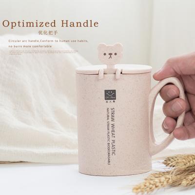 China Eco Friendly Wheat Straw Personalized Plastic Tea Travel Stocked Custom Coffee Mugs With Logo for sale