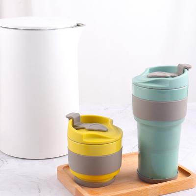 China Stocked Traveler Sports Water Bottle Eco-Friendly Collapsible Collapsible Silicone Coffee Mug for sale