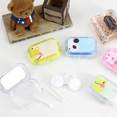 China New Product Solid Color Eyewear Tool Portable Contact Lens Easy Carrying Plastic Case With Mirror for sale