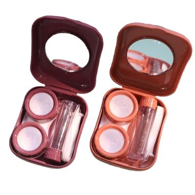 China Easy Carry Morandi Colors Design Eyes Travel Kit Container Contact Lens Holder With Mirror for sale