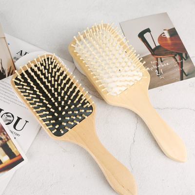 China Eco-Friendly Pad Extension Paddle Wooden Square Air Hair Brush Paddle Hair Brush for sale