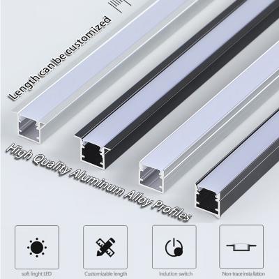 China Linear Light Embedded Black LED Gypsum Ceiling Light Trough Living Room Yang Angle Aluminum Profile Card Slot Product zu verkaufen