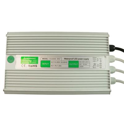 China Fuente de alimentación del conductor LED de 200w, Ip67 Fuente de alimentación de luz de cinta LED a prueba de agua en venta