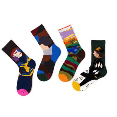 China Other Wholesale Custom Socks Design Nice Happy Logo Fashion High Quality Landscape Crew Cotton Men Designer Socks for sale