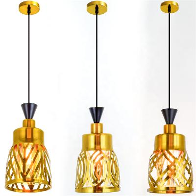 China Modern gold and bronze iron lamp three head droplight modern glass dining chandelier for sale