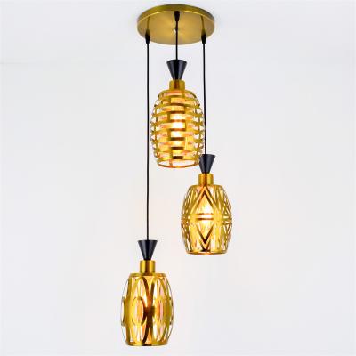 China Modern Gold Tan Iron Dining Room Pendant Lamp Glass Dining Light for sale