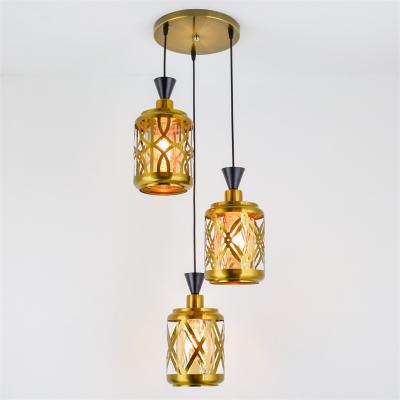 China Modern Gold Tan Iron Dining Room Pendant Lamp Glass Dining Light for sale